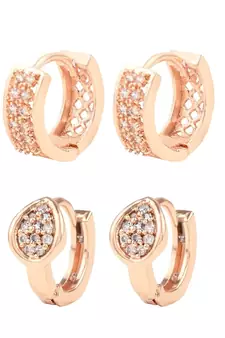 Valentine's Special Rose Gold-Plated AD Stone Studs Earrings for women (E2966-68)