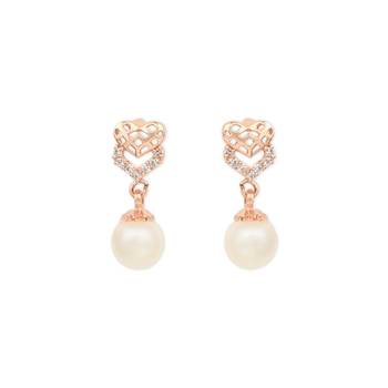 Valentine's Special Rose Gold-Plated AD Stone Contemporary Studs Earrings for women  1