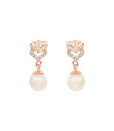 Valentine's Special Rose Gold-Plated AD Stone Contemporary Studs Earrings for women 