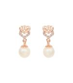Valentine's Special Rose Gold-Plated AD Stone Contemporary Studs Earrings for women 