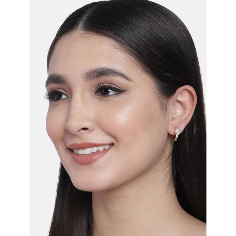 Valentine's Special Rose Gold-Plated AD Stone Contemporary Studs Earrings for women 