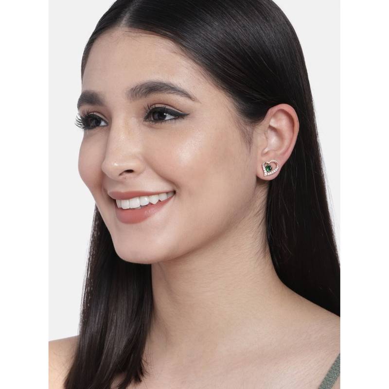 Valentine's Special Rose Gold-Plated Heart Shaped Studs for Women 