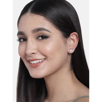 Valentine's Special Rose Gold-Plated Heart Shaped Studs for Women  2