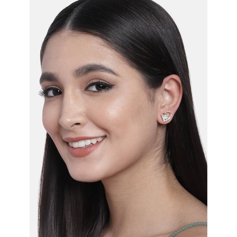 Valentine's Special Rose Gold-Plated Heart Shaped Studs for Women 
