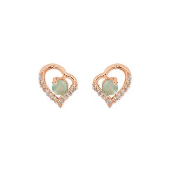 Valentine's Special Rose Gold-Plated Heart Shaped Studs for Women  3