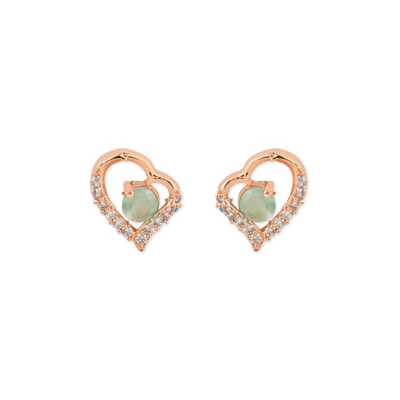Valentine's Special Rose Gold-Plated Heart Shaped Studs for Women 
