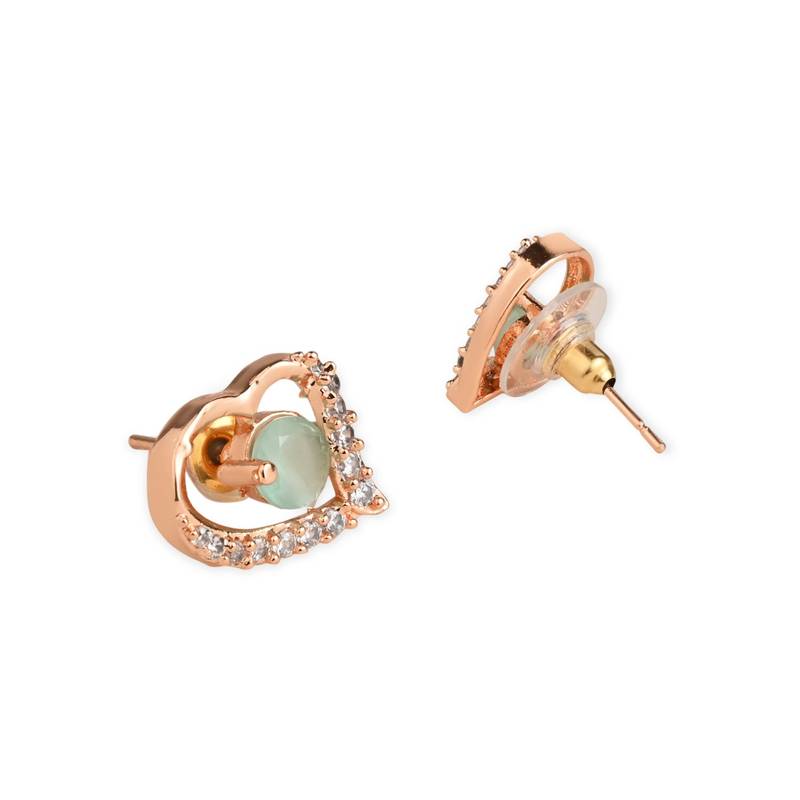Valentine's Special Rose Gold-Plated Heart Shaped Studs for Women 