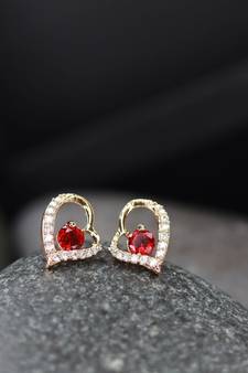 Valentine's Special Rose Gold-Plated Heart Shaped Studs for Women (E2972R)