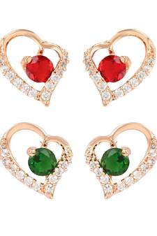 Valentine's Special Rose Gold-Plated Heart Shaped Studs for Women (E2972R-G)