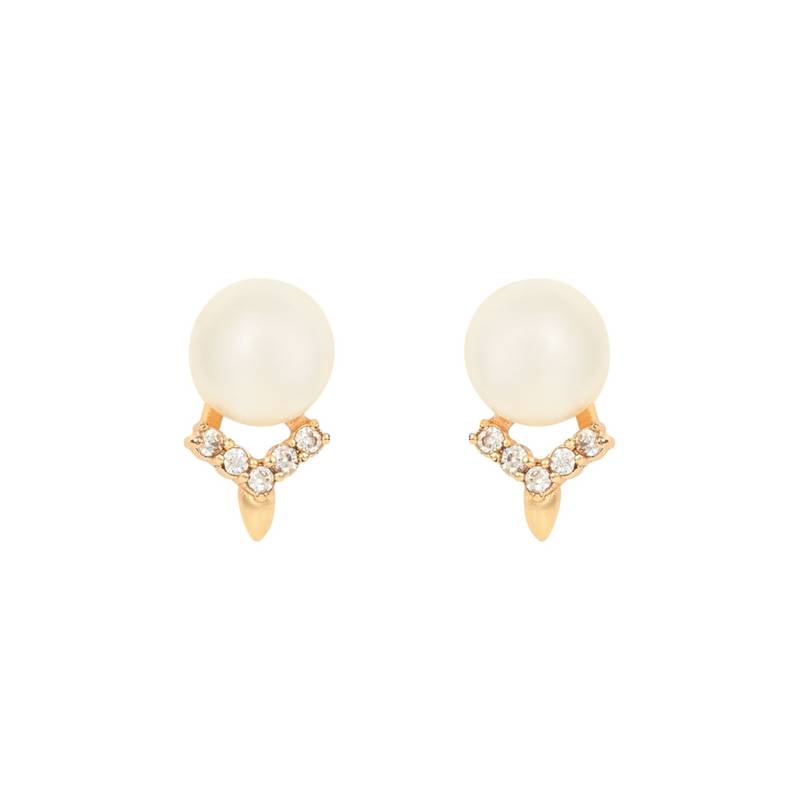 Valentine's Special Rose Gold -Plated & White Contemporary Studs Earrings for Women 