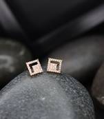 Valentine's Special Rose Gold Plated Square Studs Earrings for Women 