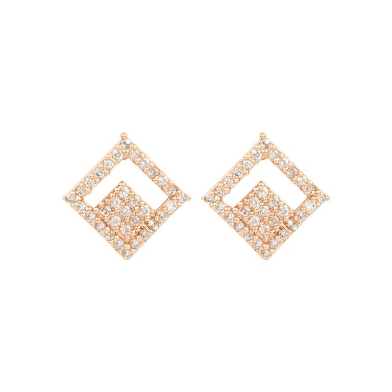 Valentine's Special Rose Gold Plated Square Studs Earrings for Women 