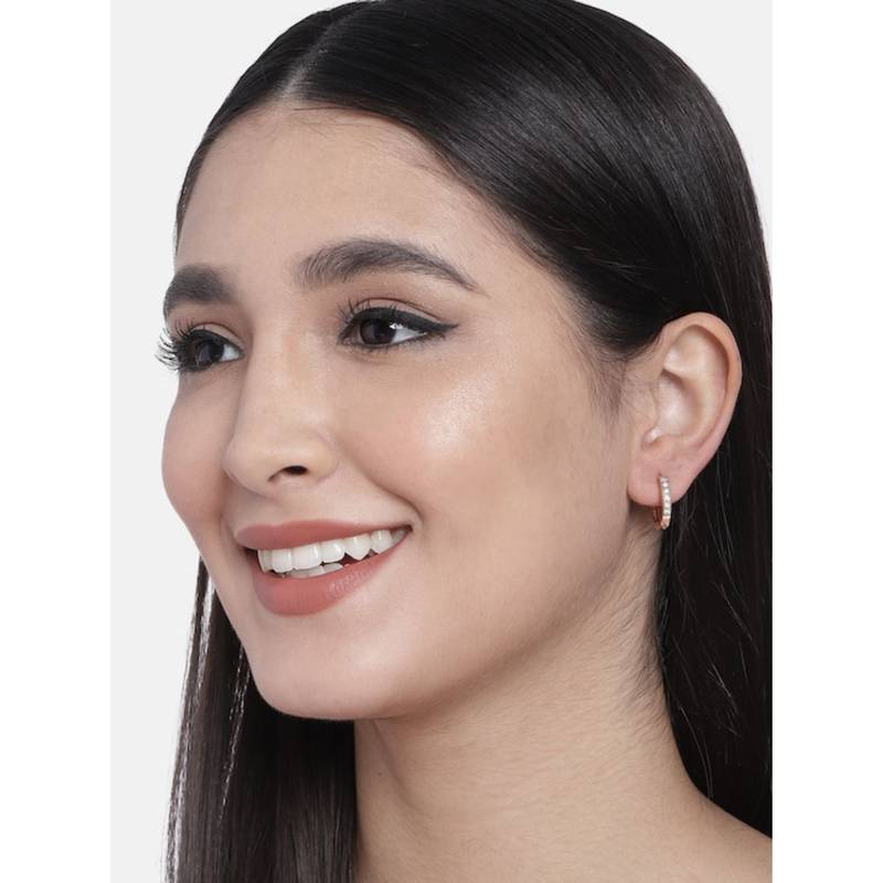 Valentine's Special Rose Gold-Plated Contemporary AD Studs Earrings for Women (E2978)