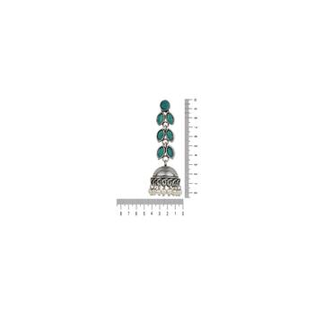 Silver Oxidised Traditional Kundan & Stone Studded Jhumka Earrings For Women (E2979ZG) 4