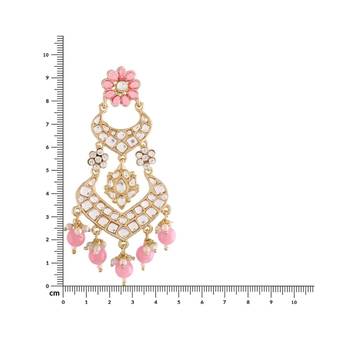 Alloy with Pearl Love Drop Earring for Women, Pink 4