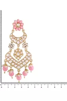 Alloy with Pearl Love Drop Earring for Women, Pink