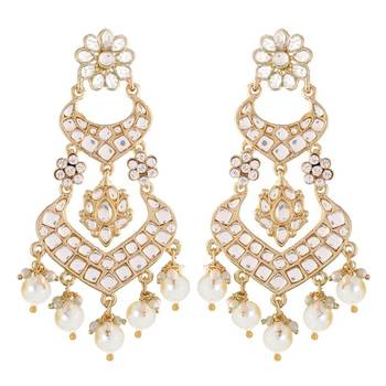 Alloy with Pearl Love Drop Earring for Women, White 1