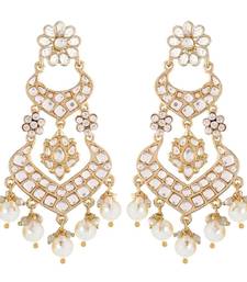 Alloy with Pearl Love Drop Earring for Women, White