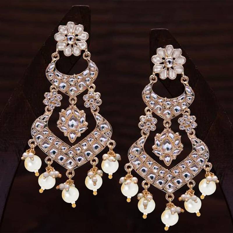 Alloy with Pearl Love Drop Earring for Women, White