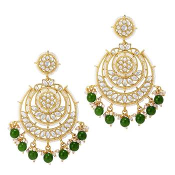  Intricately Designed Traditional Beaded Chandbali Earrings Glided With Kundans & Pearls  1