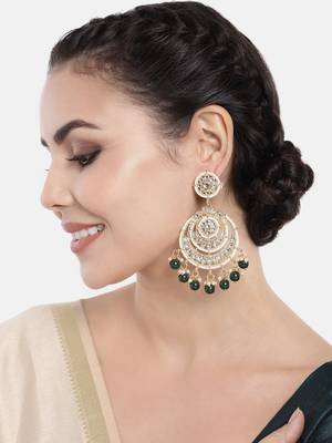  Intricately Designed Traditional Beaded Chandbali Earrings Glided With Kundans & Pearls  2