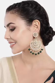  Intricately Designed Traditional Beaded Chandbali Earrings Glided With Kundans & Pearls 