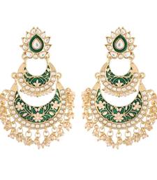 Women's Gold Plated Intricately Designed Traditional Meenakari Earrings Glided with Kundans & Pearls 
