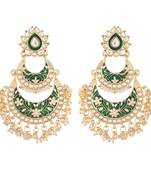 Women's Gold Plated Intricately Designed Traditional Meenakari Earrings Glided with Kundans & Pearls 
