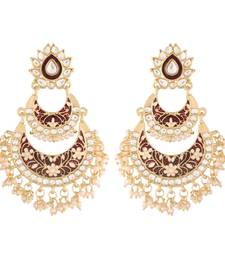 Women's Gold Plated Intricately Designed Traditional Meenakari Earrings Glided with Kundans & Pearls 