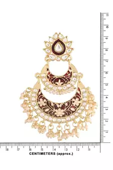 Women's Gold Plated Intricately Designed Traditional Meenakari Earrings Glided with Kundans & Pearls 