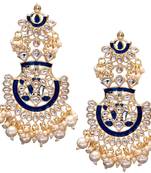 Women's Gold Plated Intricately Designed Traditional Meenakari Earrings Glided with Kundans & Pearls 