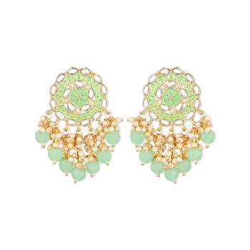 Gold Plated Traditional Handcrafted Meenakari Kundan & Pearl Studded Earrings For Women  1