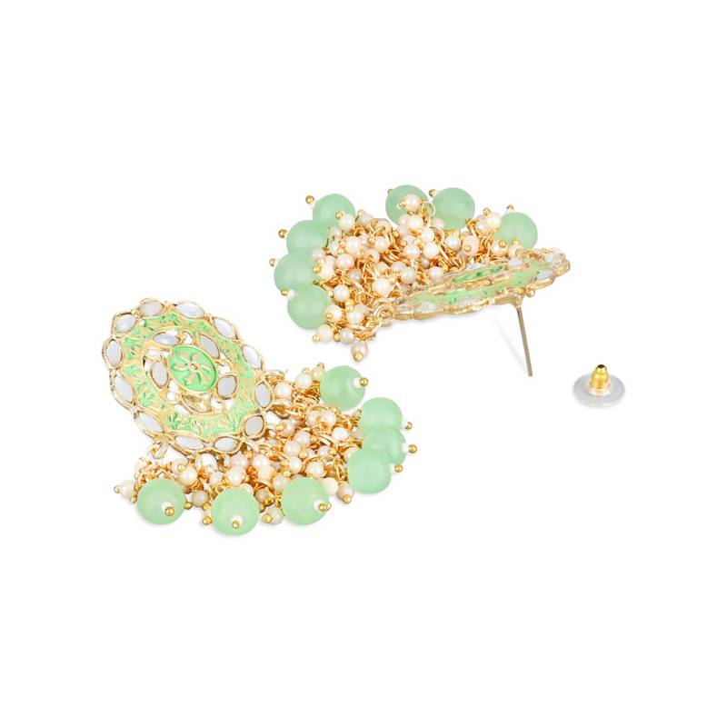 Gold Plated Traditional Handcrafted Meenakari Kundan & Pearl Studded Earrings For Women 