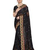 Black embroidered georgette saree with blouse