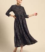 Blue printed rayon kurtas-and-kurtis