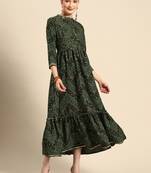 Green printed rayon kurtas-and-kurtis