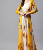 SHADES Georgette yellow shrug paired with white tunic (set of 2)