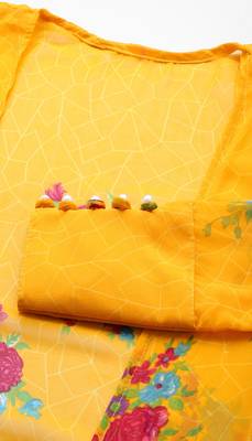 SHADES Georgette yellow shrug paired with white tunic (set of 2) 2