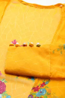SHADES Georgette yellow shrug paired with white tunic (set of 2)