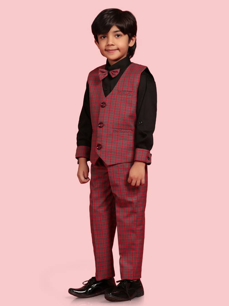 Red plain woolen blends boyssuit AJ Dezines 4037026