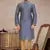 Grey embroidered art dupion silk kurta-pajama