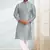 Grey embroidered art dupion silk kurta-pajama
