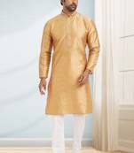 Gold embroidered art dupion silk kurta-pajama