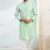 Green embroidered art dupion silk kurta-pajama