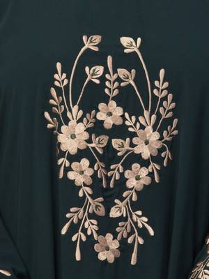 women style embroidered abaya kaftan bottle green 5
