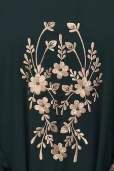 women style embroidered abaya kaftan bottle green