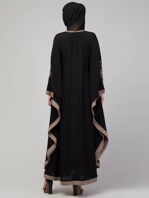 MRC Women's latest Embroidered designer abaya kaftan black 3
