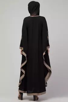 MRC Women's latest Embroidered designer abaya kaftan black