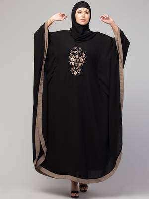 MRC Women's latest Embroidered designer abaya kaftan black 4