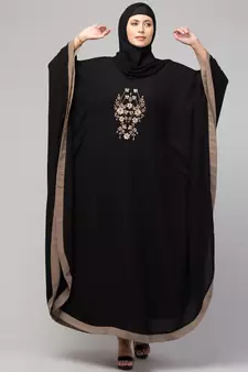 MRC Women's latest Embroidered designer abaya kaftan black